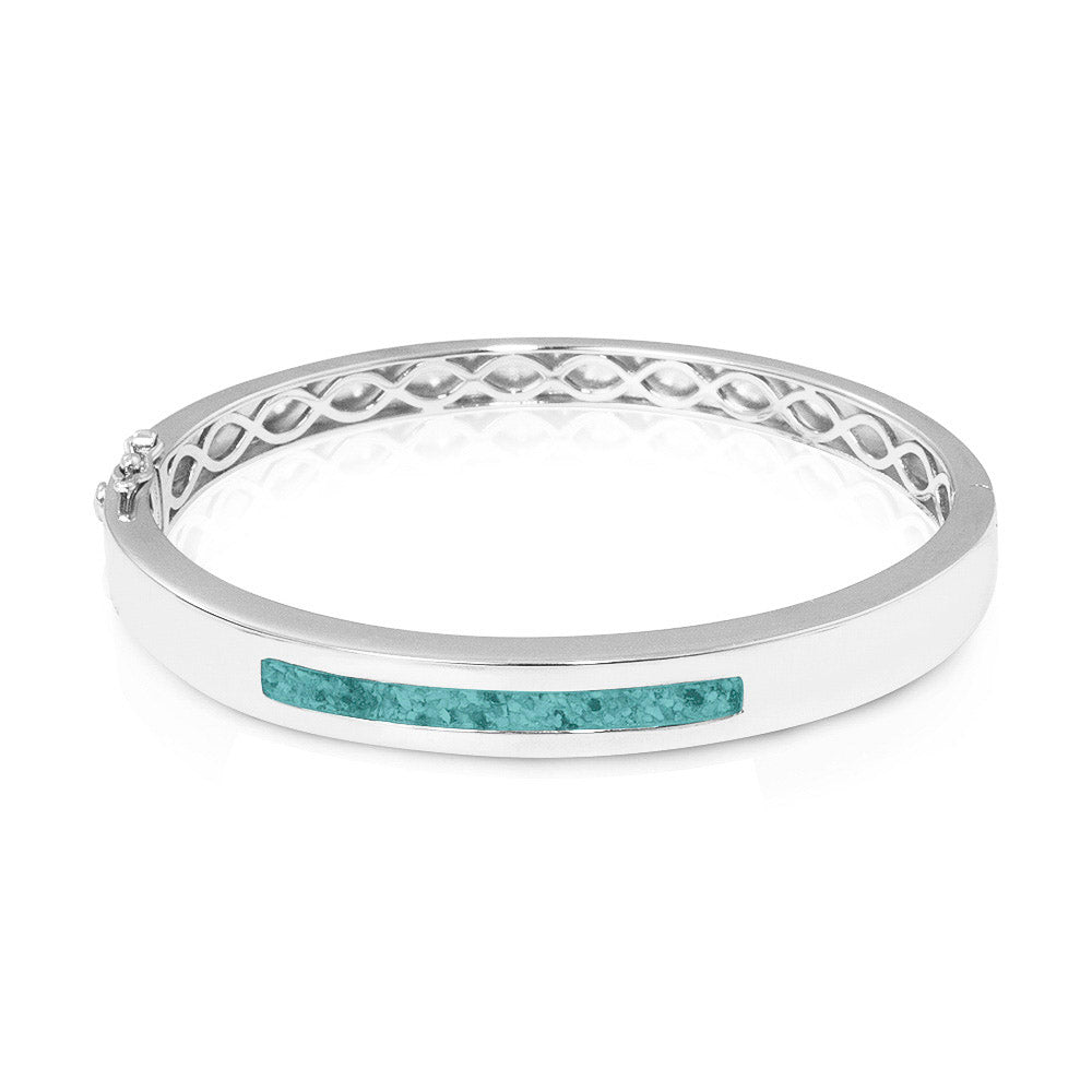 Zilveren as armband die gevuld kan worden met as of haar. Aqua