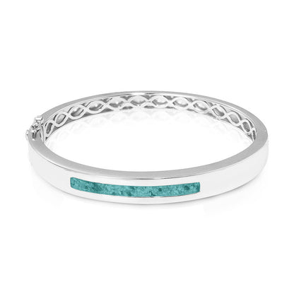 Zilveren as armband die gevuld kan worden met as of haar. Aqua