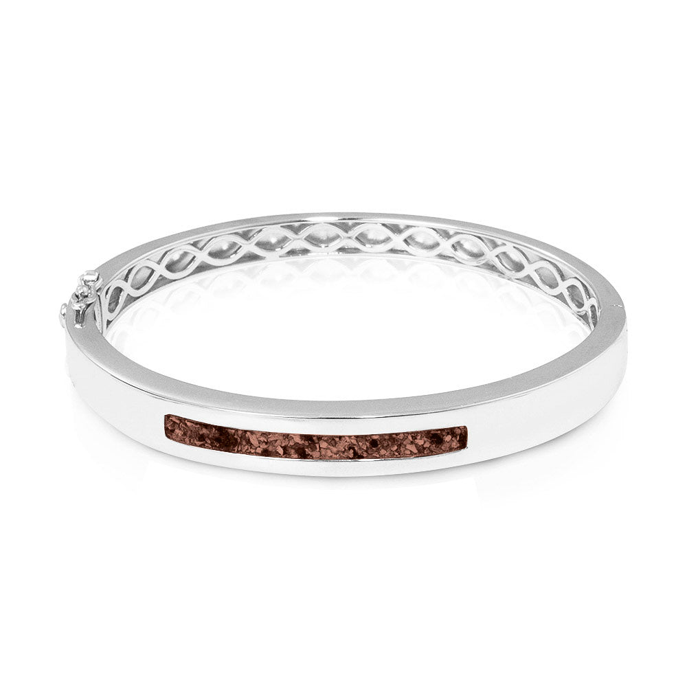 Zilveren as armband die gevuld kan worden met as of haar. Brown