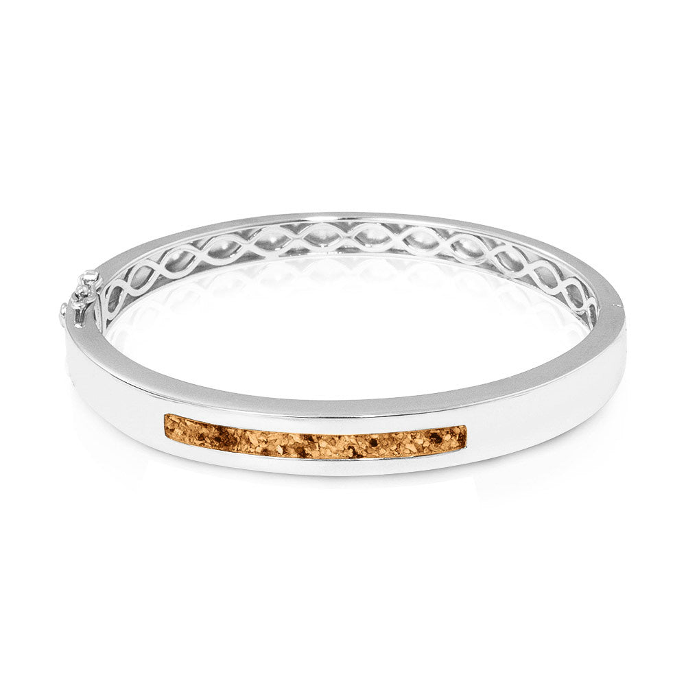 Zilveren as armband die gevuld kan worden met as of haar. Gold