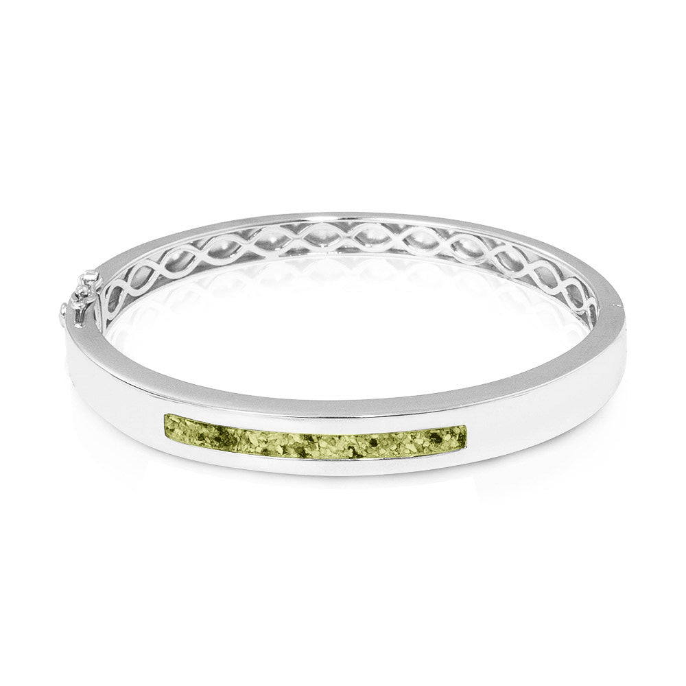 Zilveren as armband die gevuld kan worden met as of haar. Olive