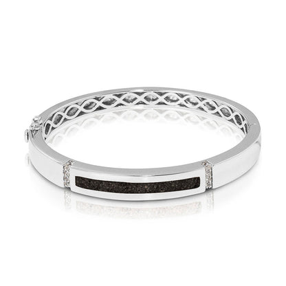 Zilveren as armband die gevuld kan worden met as of haar. Black