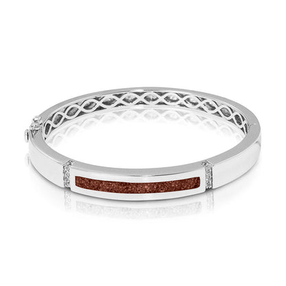 Zilveren as armband die gevuld kan worden met as of haar. Brown