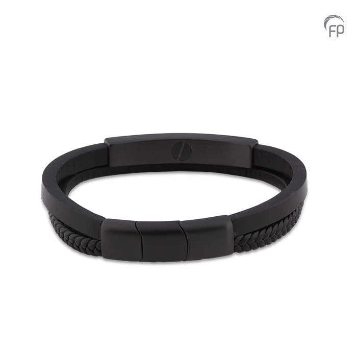 Lederen as armband uitgerust met een RVS ashouder en sluiting met magneet.