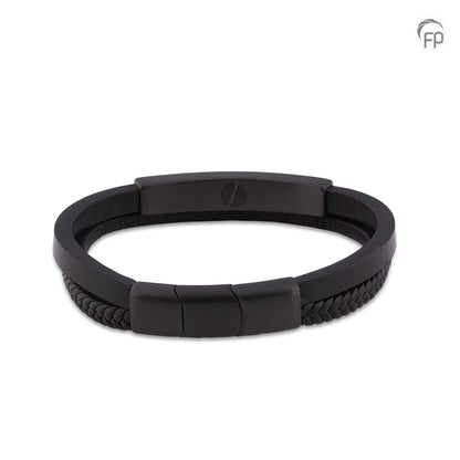 Lederen as armband uitgerust met een RVS ashouder en sluiting met magneet.