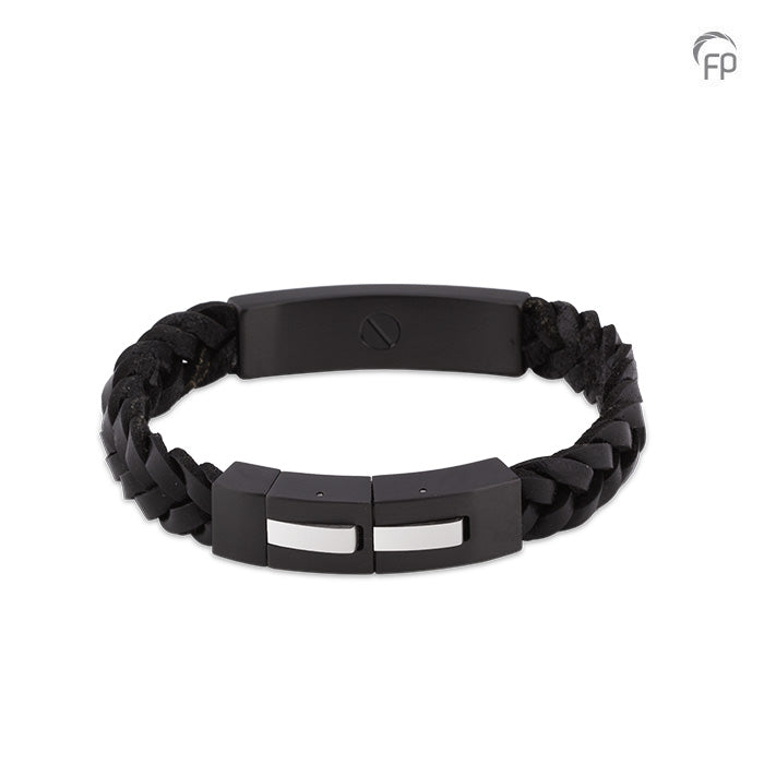 Lederen as armband uitgerust met een RVS ashouder en sluiting met magneet.