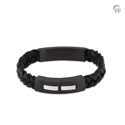 Lederen as armband uitgerust met een RVS ashouder en sluiting met magneet.