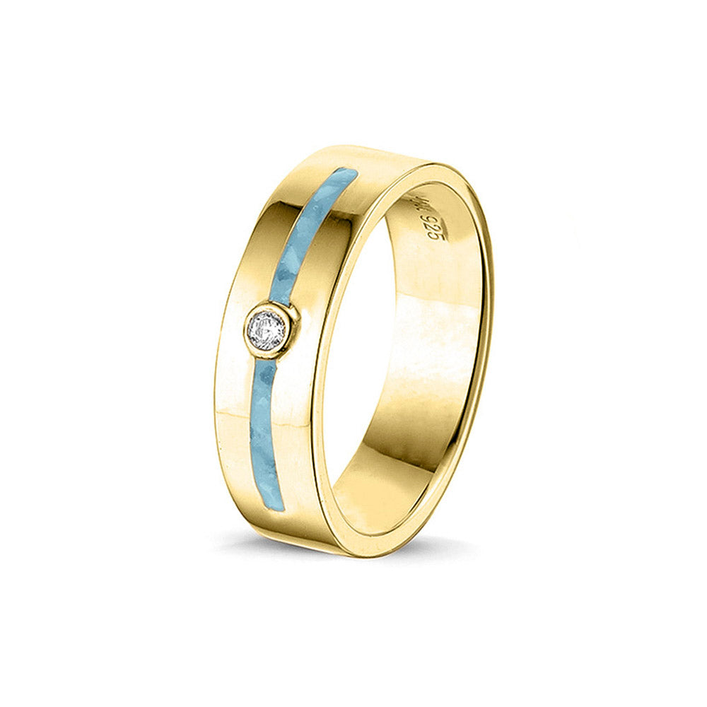 Asring 5 mm uit onze serie gedenksieraden, waar zichtbaar as of haar verwerkt wordt in twee separate compartimenten met in het midden een zirkonia of diamant naar keuze. Baby