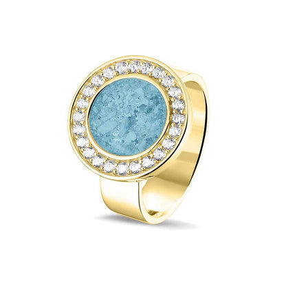 Asring 6 mm uit onze serie gedenksieraden, waar aan de bovenzijde zichtbaar as of haar verwerkt wordt in een rondje, rondom gezet met zirkonia's of diamanten naar keuze. Baby