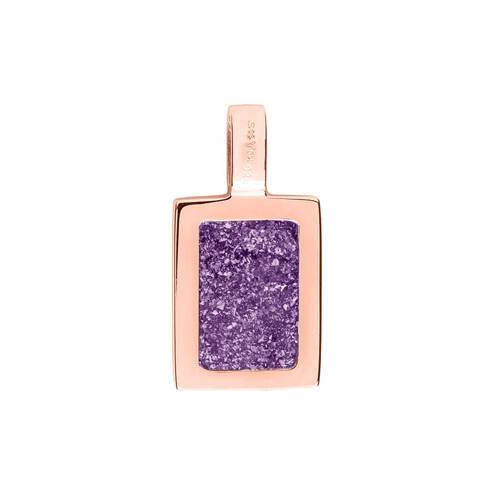 Ashanger rechthoekig plat, gedenksieraad, waar as en haar in verwerkt wordt. Purple