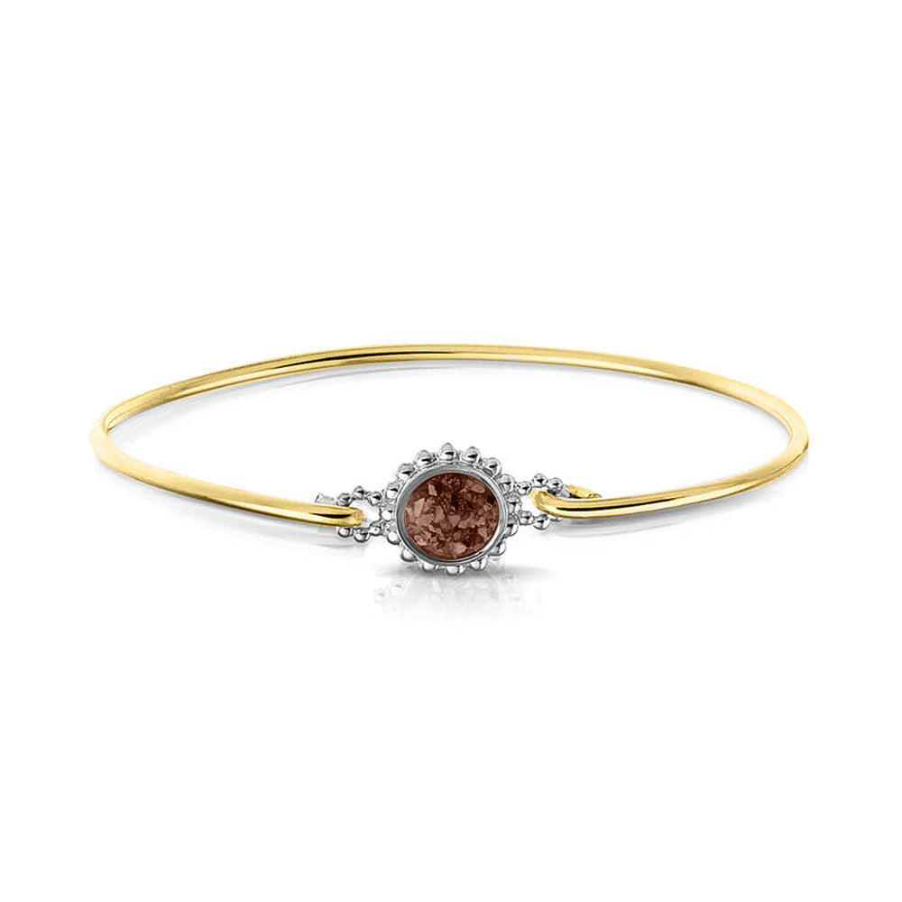 Geelgouden as armband met as, haar of moedermelk. Brown