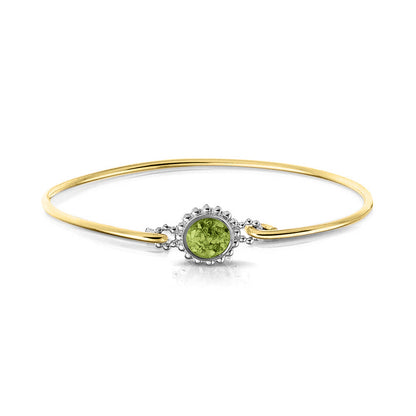 Geelgouden as armband met as, haar of moedermelk. Green