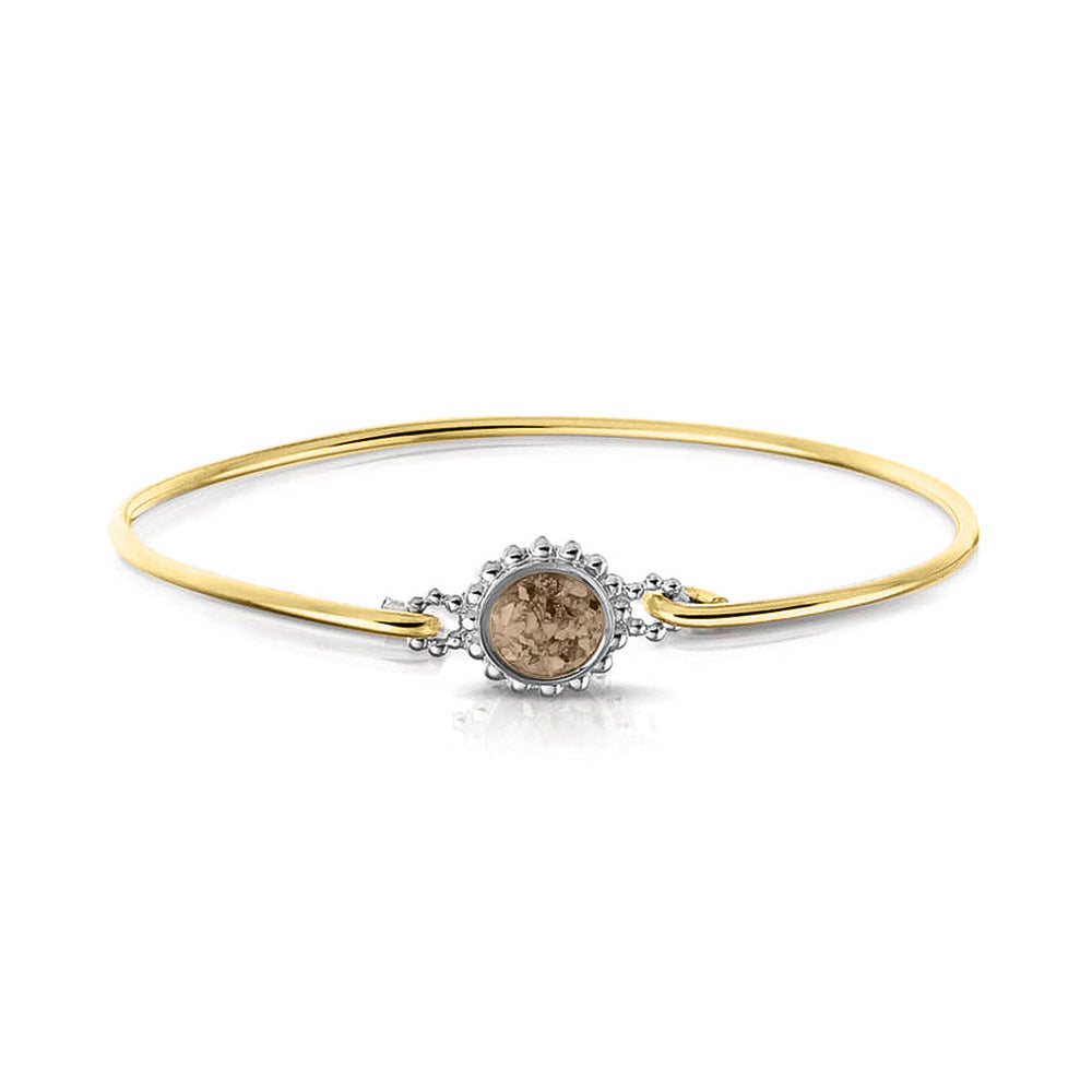 Geelgouden as armband met as, haar of moedermelk. Transparent