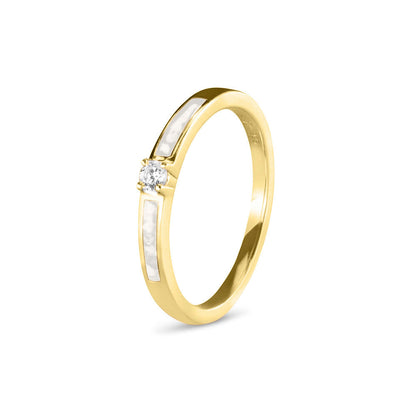 Gedenksieraad, ring 3 mm met (zirkonia of diamant), geflankeerd door twee compartimenten waar zichtbaar as of haar  in verwerkt wordt. White