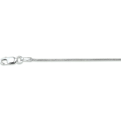 Witgouden collier gepolijst met slangen schakel. Dit type collier heeft een subtiele look.
