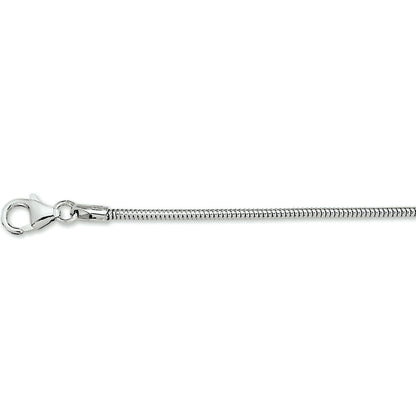 Witgouden collier gepolijst met slangen schakel. Dit type collier heeft een subtiele look.