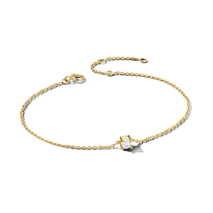 Exclusieve 14 KT geelgouden anker armband met geboortesteen in chatonzetting.