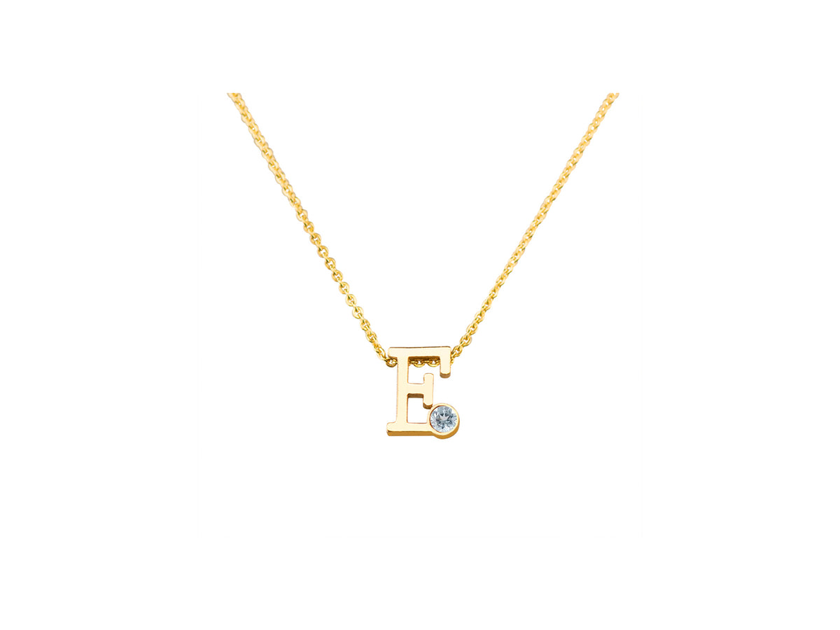 Geelgouden letter gedenkhanger met geboortesteentje inclusief collier