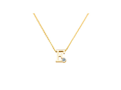 Geelgouden letter gedenkhanger met geboortesteentje inclusief collier
