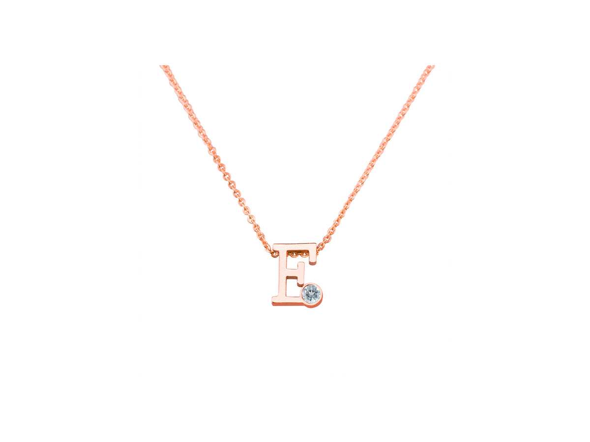 Roségouden letter gedenkhanger met geboortesteentje inclusief collier