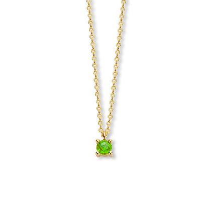 Exclusief 14 KT geelgouden anker collier met geboortesteen 3.5 mm met chatonzetting