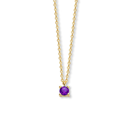 Exclusief 14 KT geelgouden anker collier met geboortesteen 3.5 mm met chatonzetting