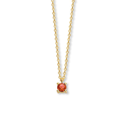 Exclusief 14 KT geelgouden anker collier met geboortesteen 3.5 mm met chatonzetting