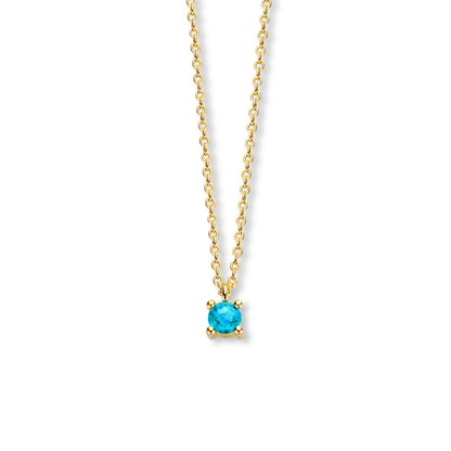 Exclusief 14 KT geelgouden anker collier met geboortesteen 3.5 mm met chatonzetting