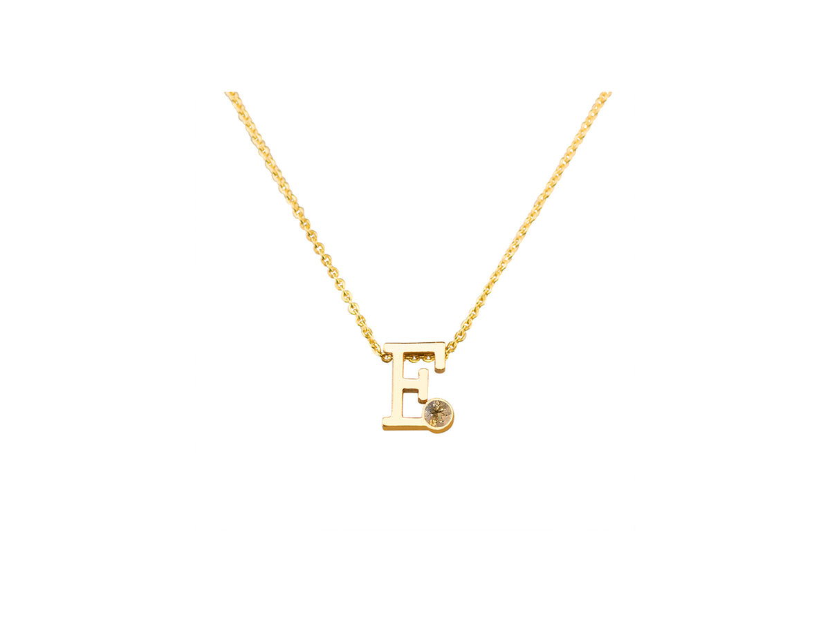 Geelgouden letter gedenkhanger met geboortesteentje inclusief collier