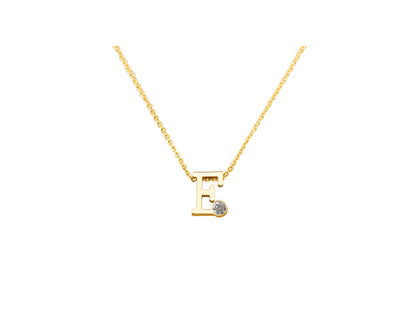 Geelgouden letter gedenkhanger met geboortesteentje inclusief collier