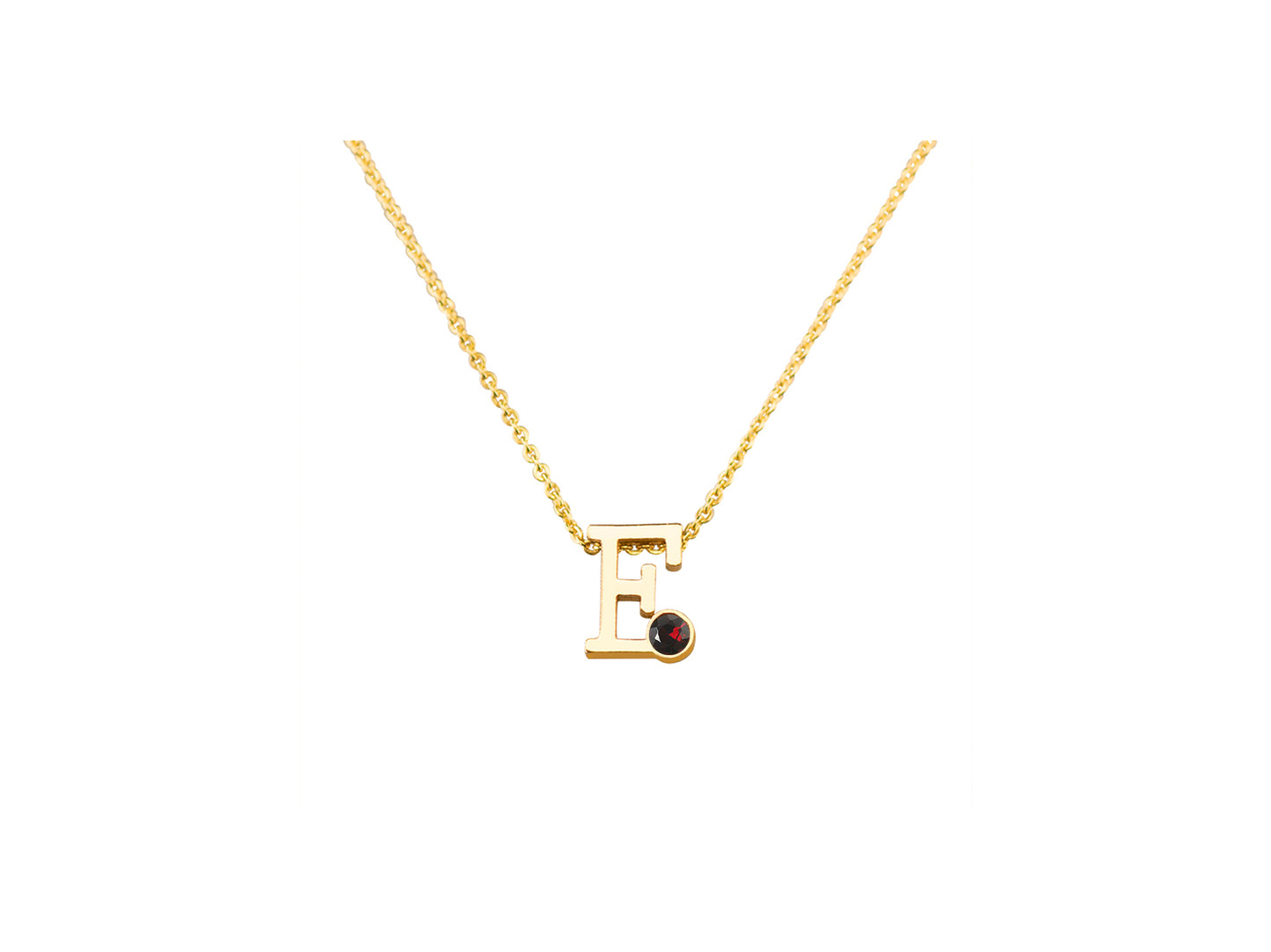 Geelgouden letter gedenkhanger met geboortesteentje inclusief collier
