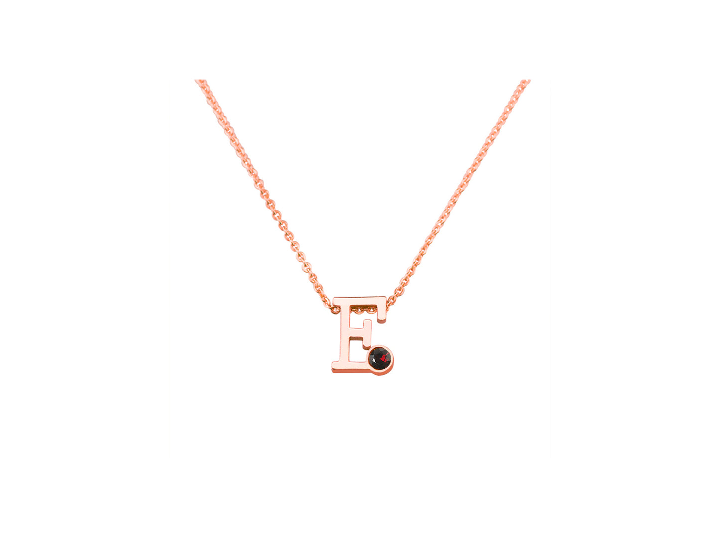 Roségouden letter gedenkhanger met geboortesteentje inclusief collier