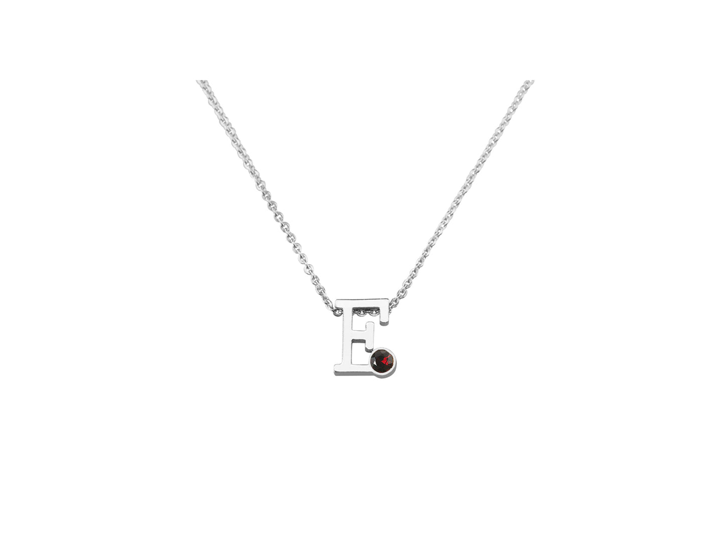 Collier met initiaal/letter  hanger met geboortesteentje naar keuze.
