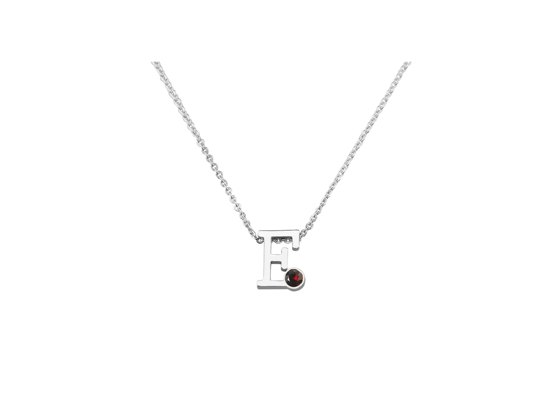 Collier met initiaal/letter  hanger met geboortesteentje naar keuze.