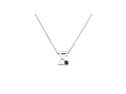 Collier met initiaal/letter  hanger met geboortesteentje naar keuze.