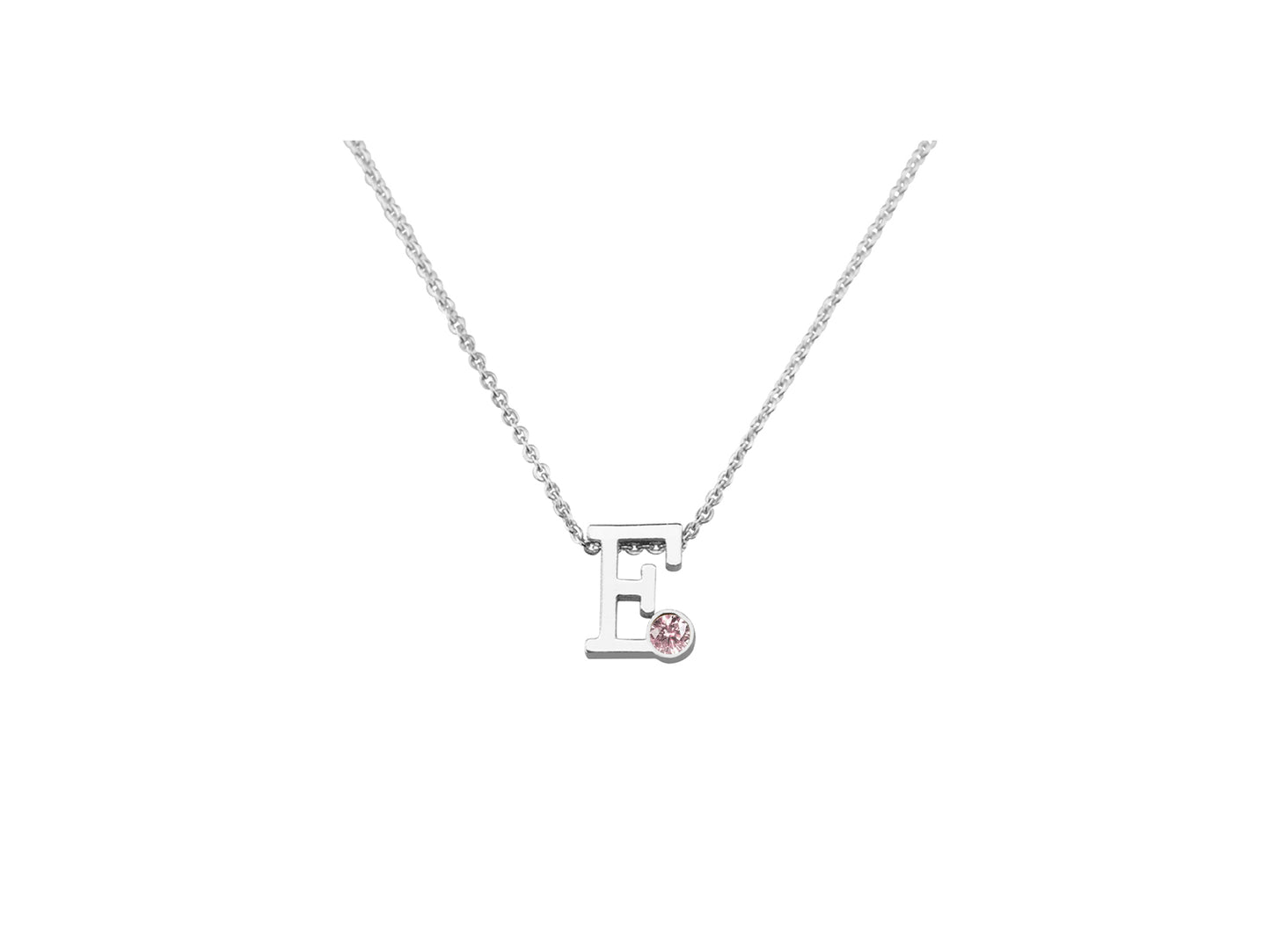 Collier met initiaal/letter  hanger met geboortesteentje naar keuze.