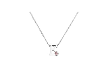 Collier met initiaal/letter  hanger met geboortesteentje naar keuze.