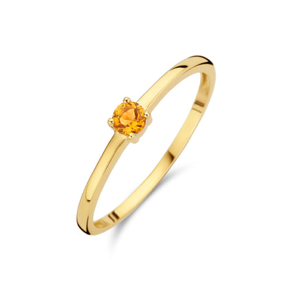 Exclusieve 14 KT geelgouden ring 3 mm met geboortesteen november uit onze collectie geboortesieraden.