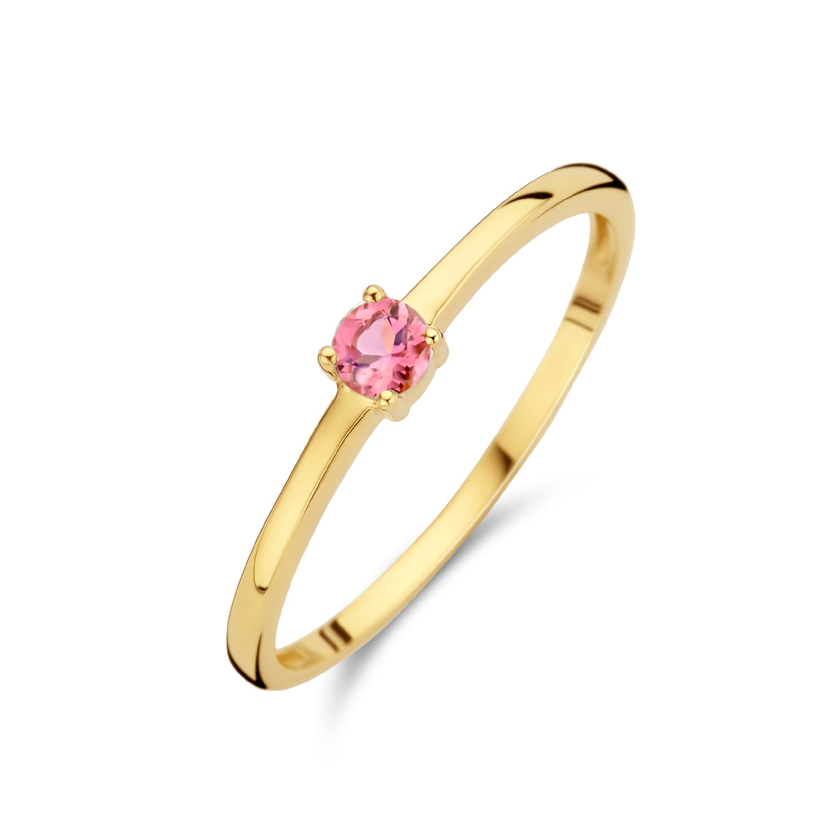 Exclusieve 14 KT geelgouden ring 3 mm met geboortesteen oktober uit onze collectie geboortesieraden.