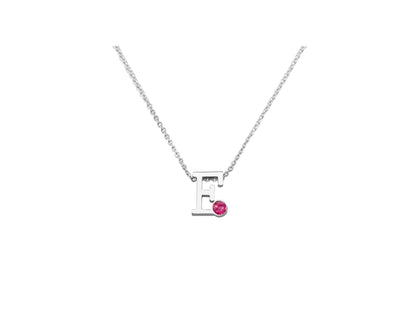 Collier met initiaal/letter  hanger met geboortesteentje naar keuze.