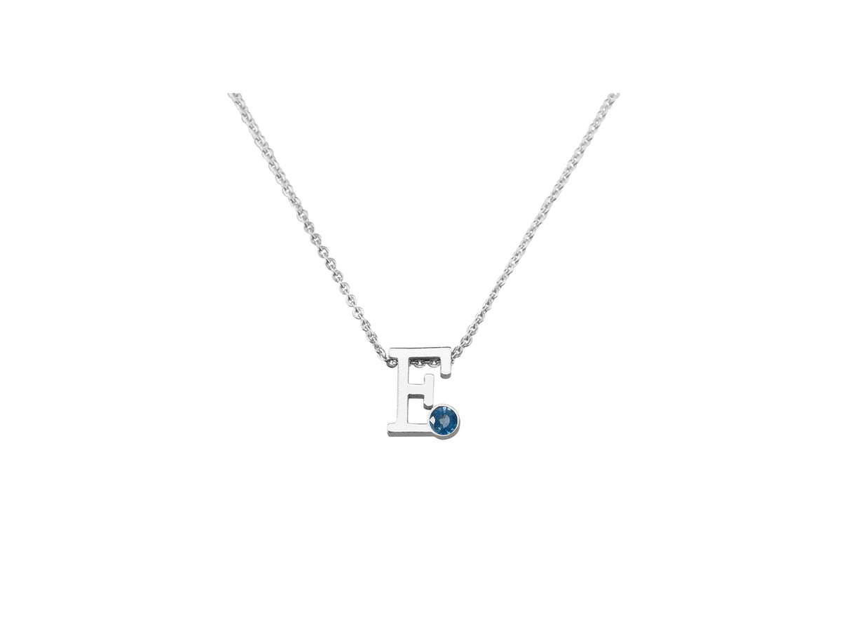 Collier met initiaal/letter  hanger met geboortesteentje naar keuze.