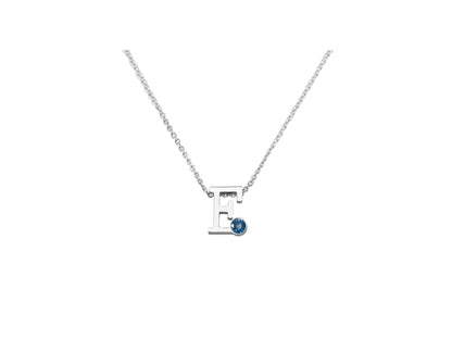 Collier met initiaal/letter  hanger met geboortesteentje naar keuze.