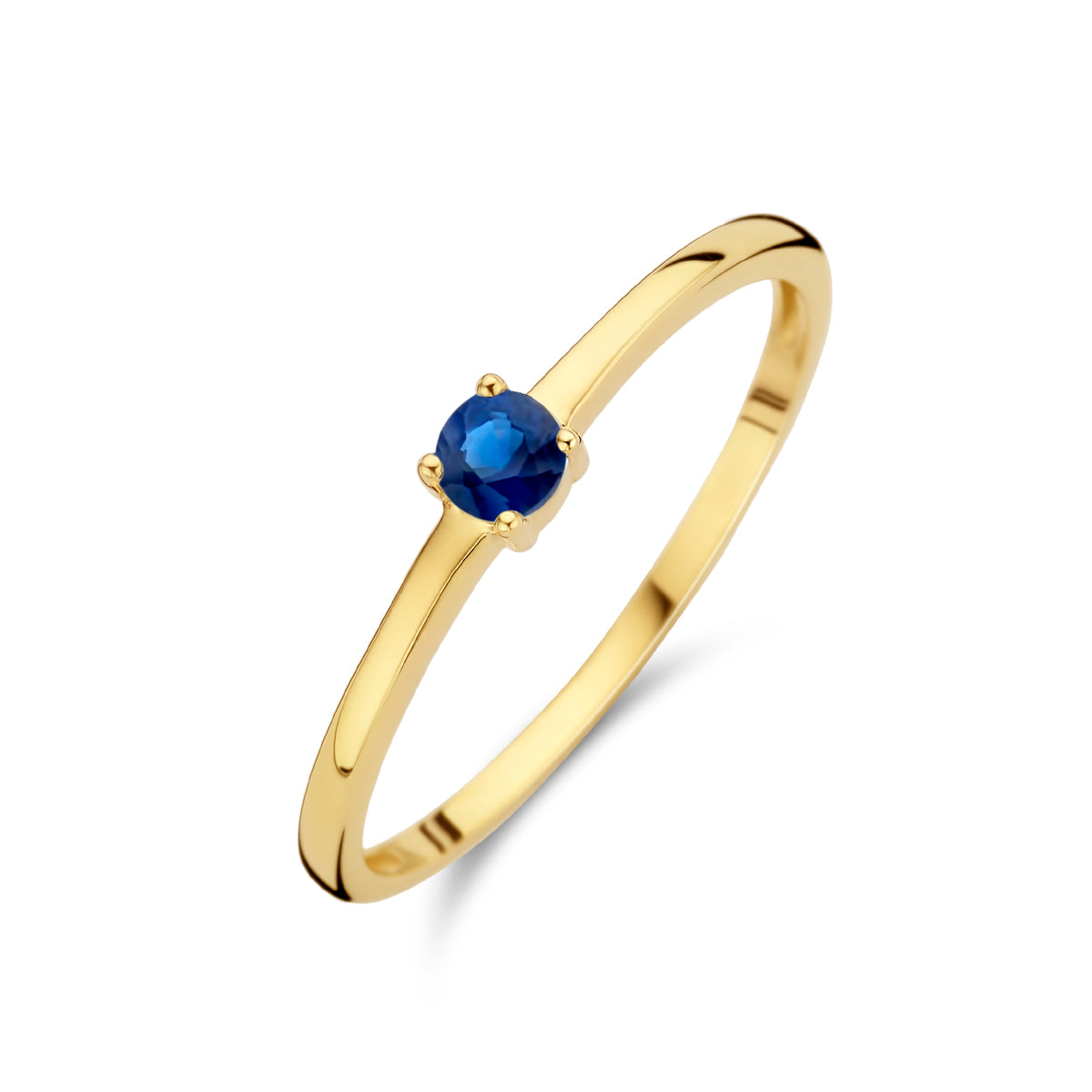 Exclusieve 14 KT geelgouden ring 3 mm met geboortesteen september uit onze collectie geboortesieraden.