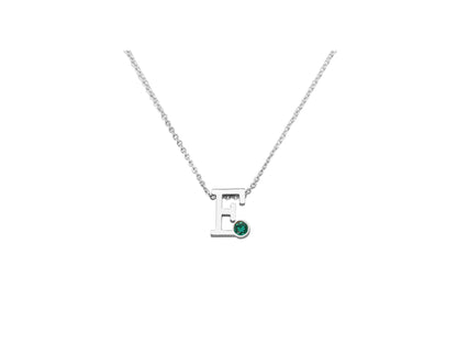 Collier met initiaal/letter  hanger met geboortesteentje naar keuze.