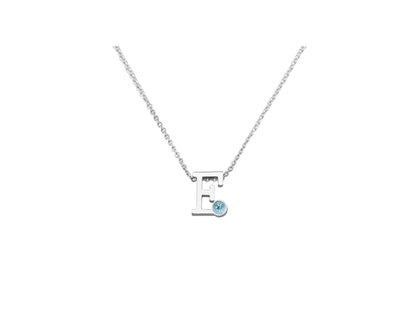 Collier met initiaal/letter  hanger met geboortesteentje naar keuze.